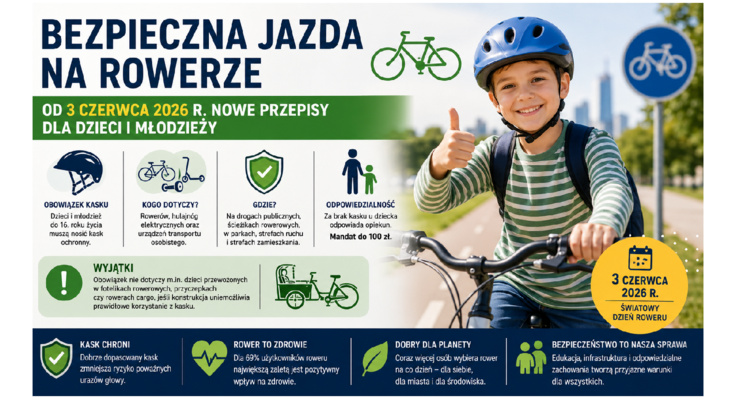 Bezpieczna jazda na rowerze. Od 3 czerwca nowe przepisy dla dzieci i młodzieży