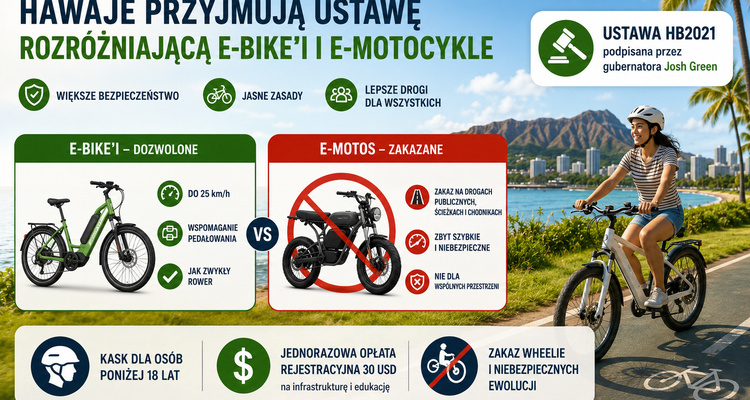Hawaje przyjmują ustawę rozróżniającą e-bike'i i e-motocykle